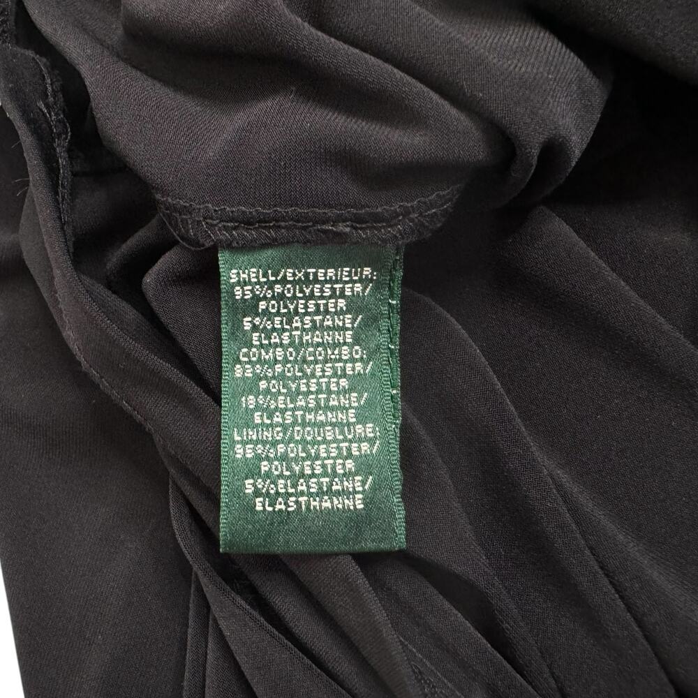 RALPH LAUREN LRL Mesh V-neck Black Jersey Knit Dress Sz 14 LBD Date Event Formal - Picture 8 of 11
